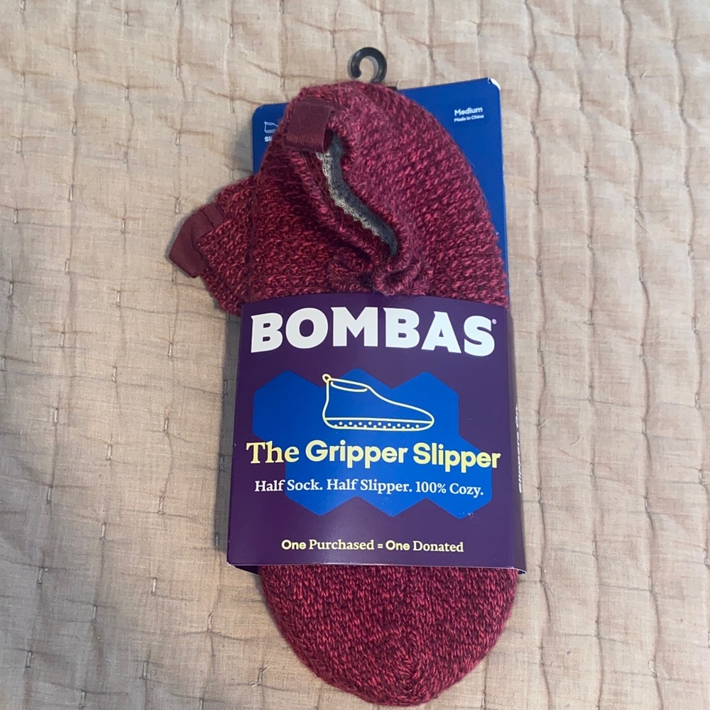 Bombas Burgundy Gripper Slipper Socks
